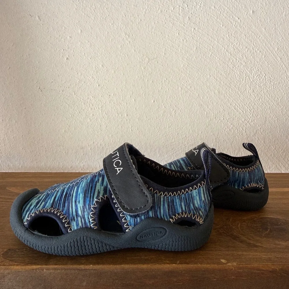 Nautica Kettle Gulf Toddler Water Sandals Size 4 Blue‎ Multi Hook Loop
